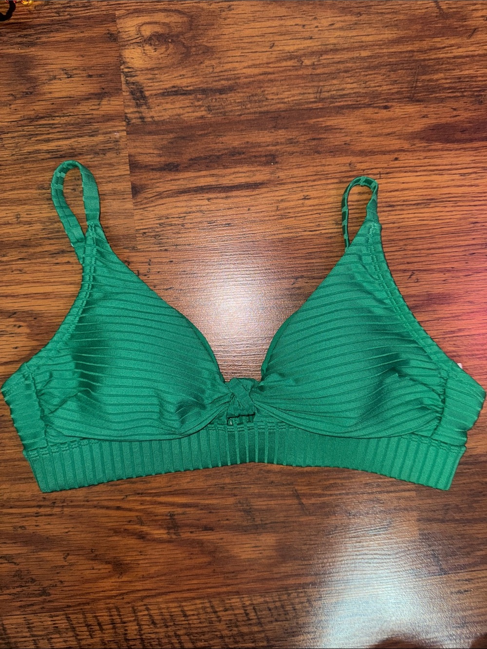 Kona Sol Emerald Ribbed Knot-Front Bralette 29.T